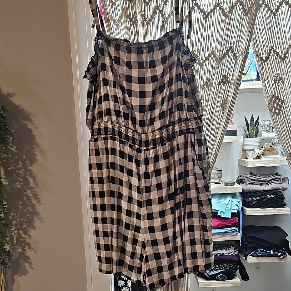 Black and White Checkered Romper